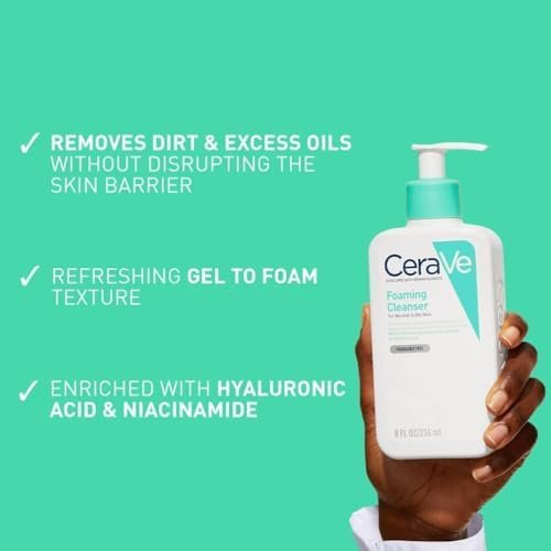 Cerave Lot de 2 nettoyants moussants – Avec acide hyaluronique, niacinamide et 3 céramides essentielles – Nettoyant quotidien pour le visage pour peaux normales à grasses 473 ml x 2 Amazon.fr: Beauté et Parfum – Image 3