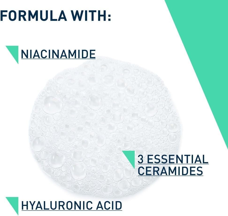 Cerave Lot de 2 nettoyants moussants – Avec acide hyaluronique, niacinamide et 3 céramides essentielles – Nettoyant quotidien pour le visage pour peaux normales à grasses 473 ml x 2 Amazon.fr: Beauté et Parfum – Image 5